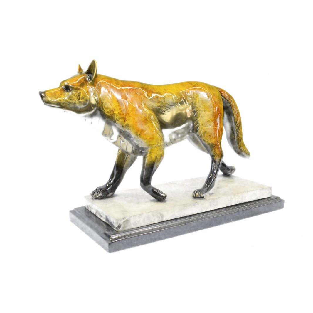 Bronze Marble Statue Wolf German Shepherd Gsd Dog Deco Sculpture Art Figurine