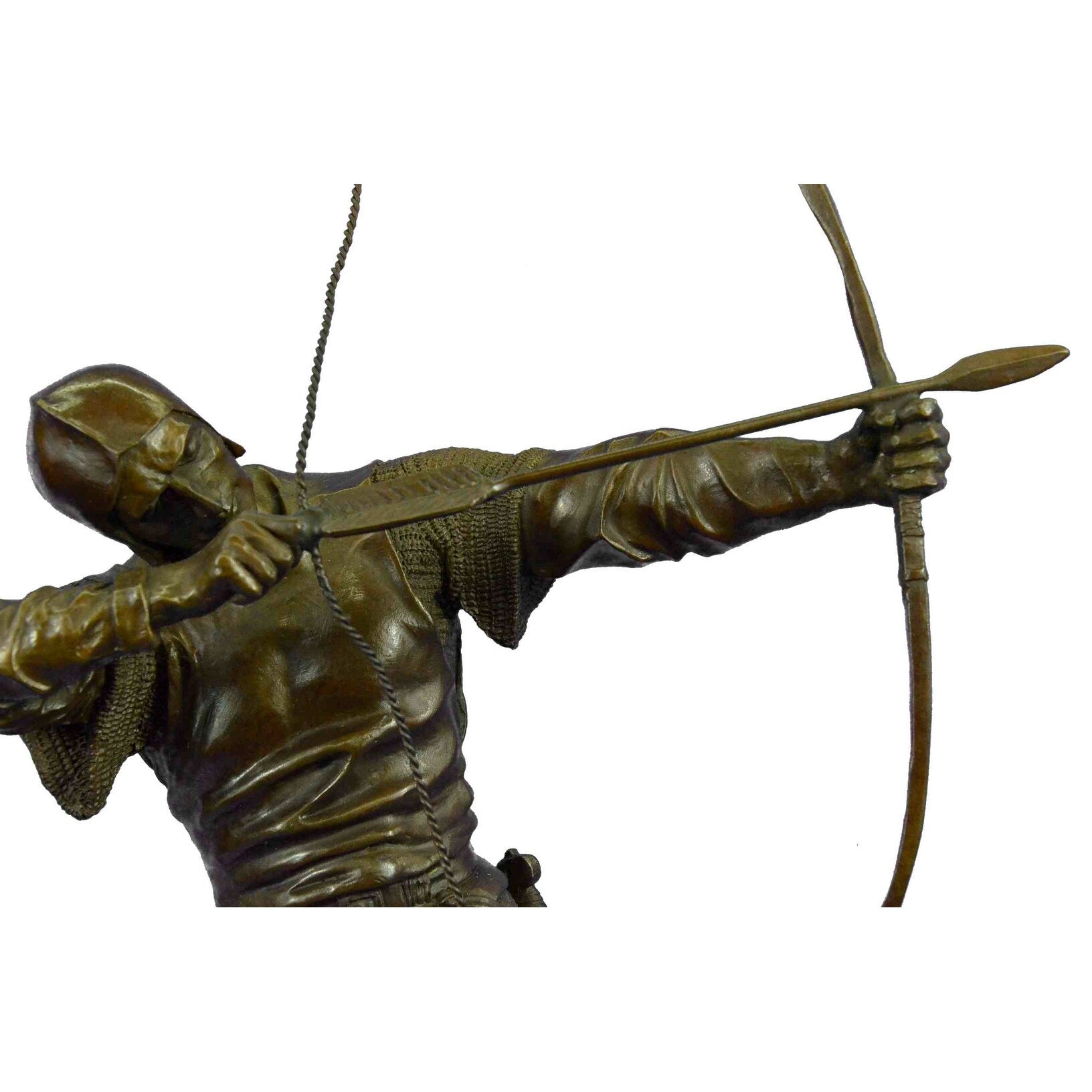 HandmadeBronze Sculpture Soldier Warrior Bow Arrow Hot Cast Green Marble