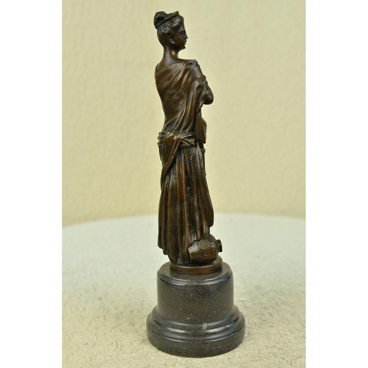 Original Signed English Royal Queen Bronze Sculpture Marble Base Figurine Decor