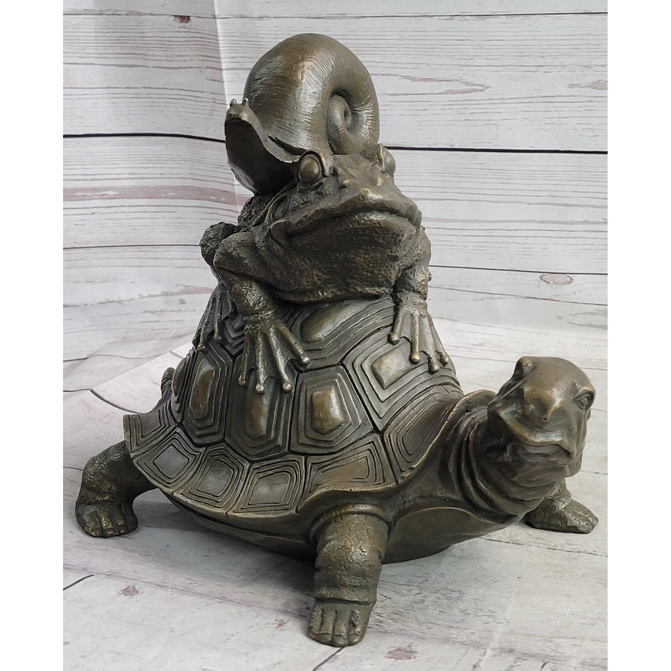 Tortoise Frog Snail Bronze Metal Figurine Sculpture Original Signed Art Figure