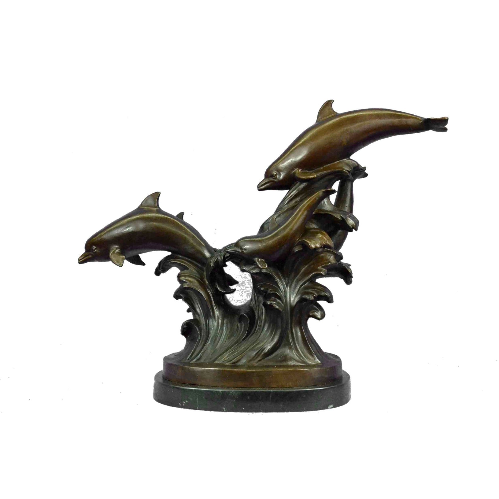 Clearance Sale Imitative Dolphins Riding Wave Bronze Sculpture Hot Cast Marine Figure