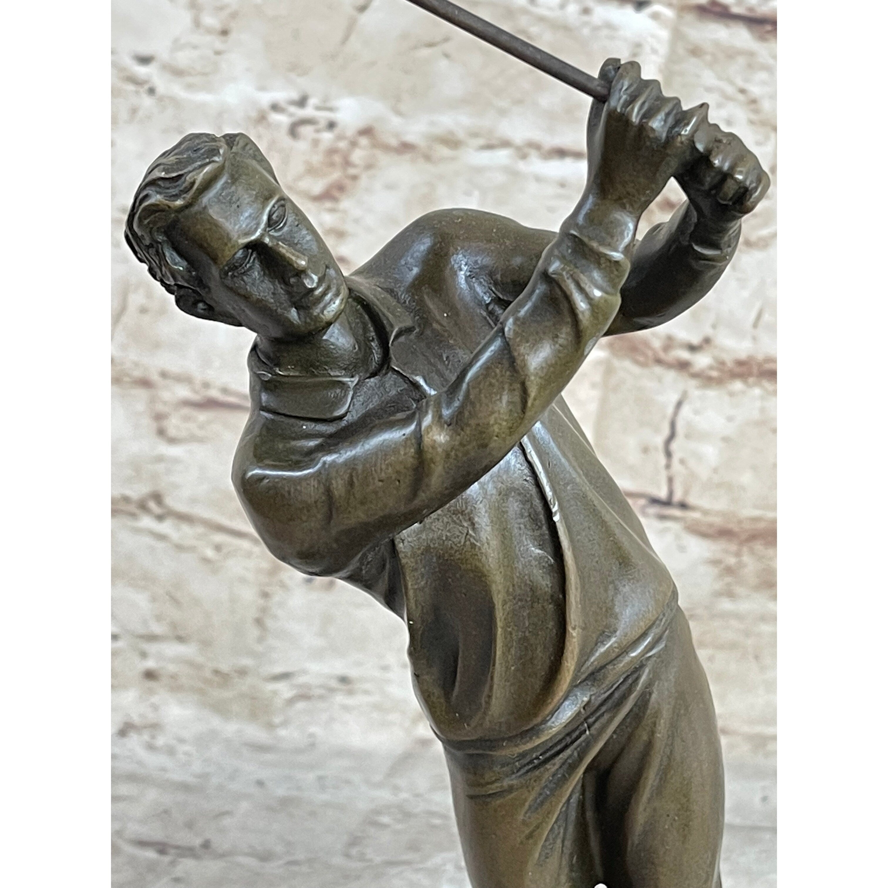 Golfer W. Club Swing Bronze Sculpture Statue By Milo Signed Original Figurine Nr