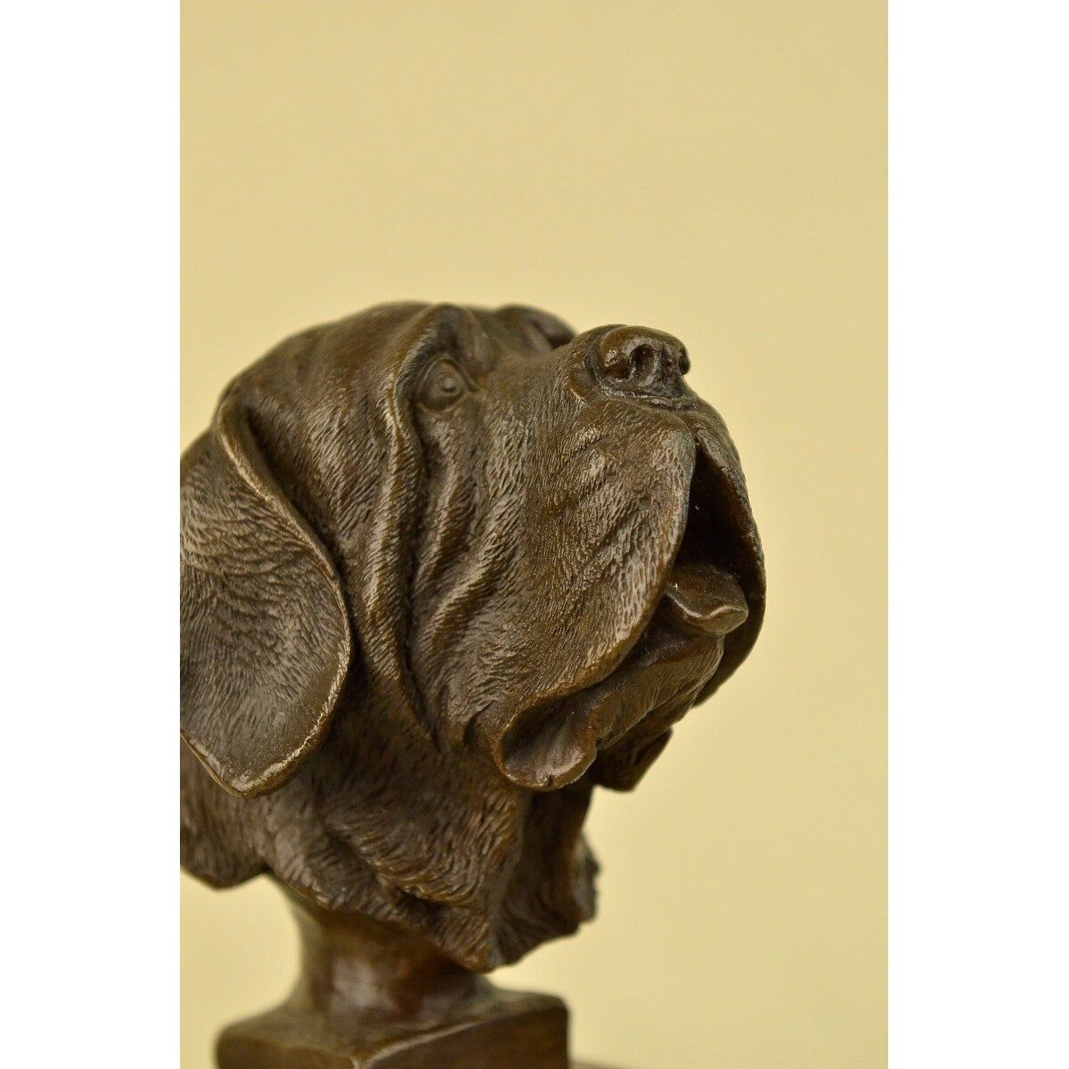 Saint Bernard Head Bust Bronze Sculpture Bookend Book End Statue Marble Base Art