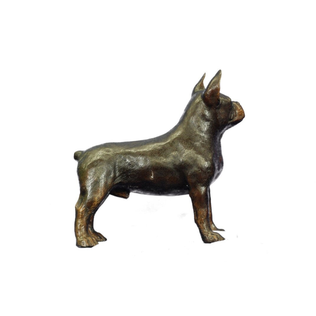 Handmade Bronze Sculpture Outdoor Yard Garden Bulldog English Size Decor