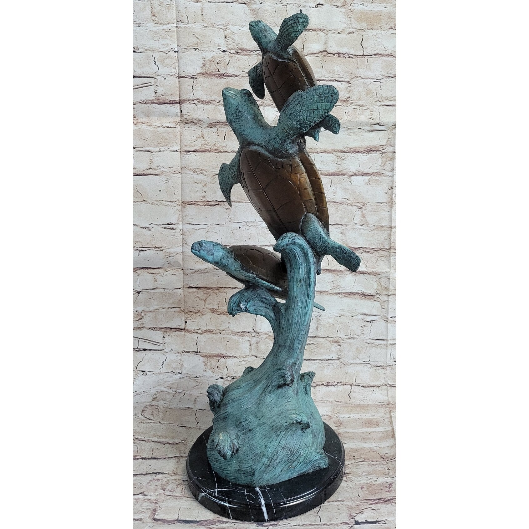 Sea Turtles Bronze Statue Sculpture Marine Wildlife Ocean Sea Decor Original Art