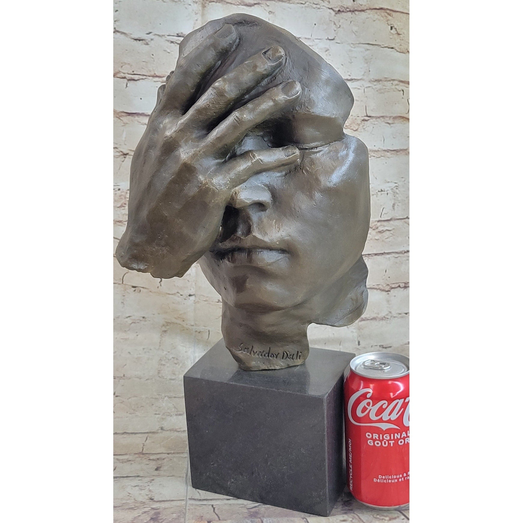 Shame On Me Surreal Face Hand Salvador Dali Bronze Statue Sculpture Modern Art 17 Inches X 9 Inches