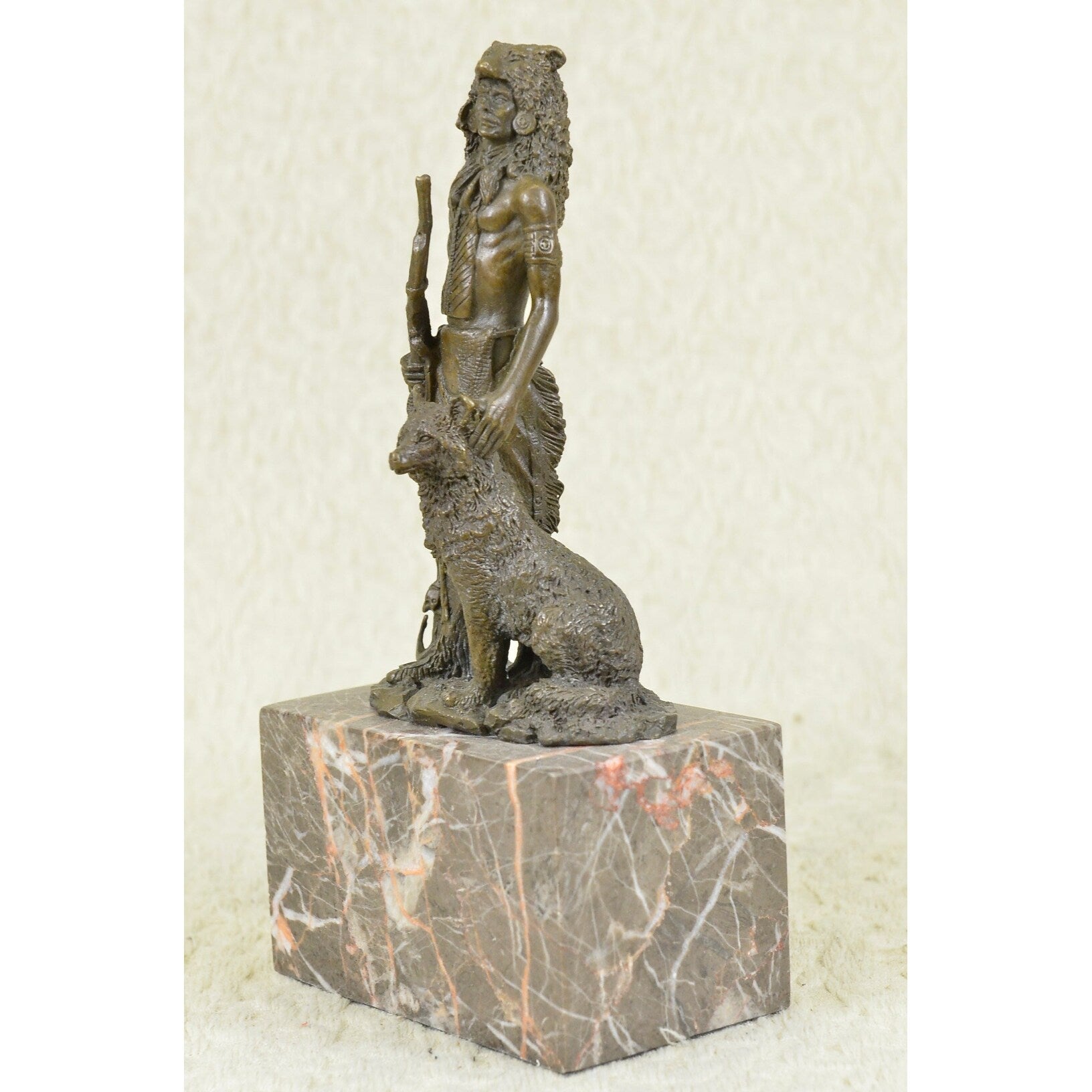 Wolf Robe The Guardian By Coypel American Indian Western Bronze Figure Sculpture