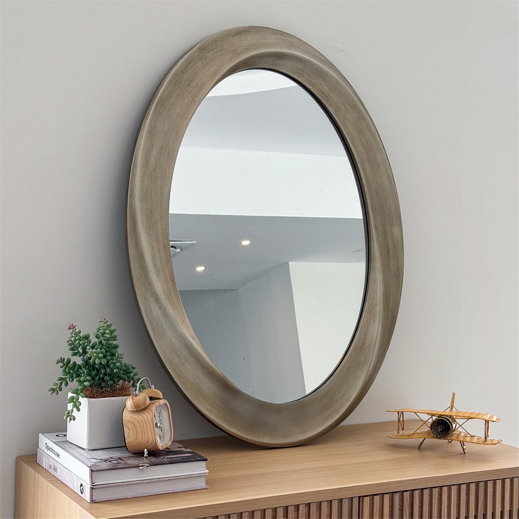 Durable Antique Art Wall Mirror w/Brushed Beveled Frame for Home Decor