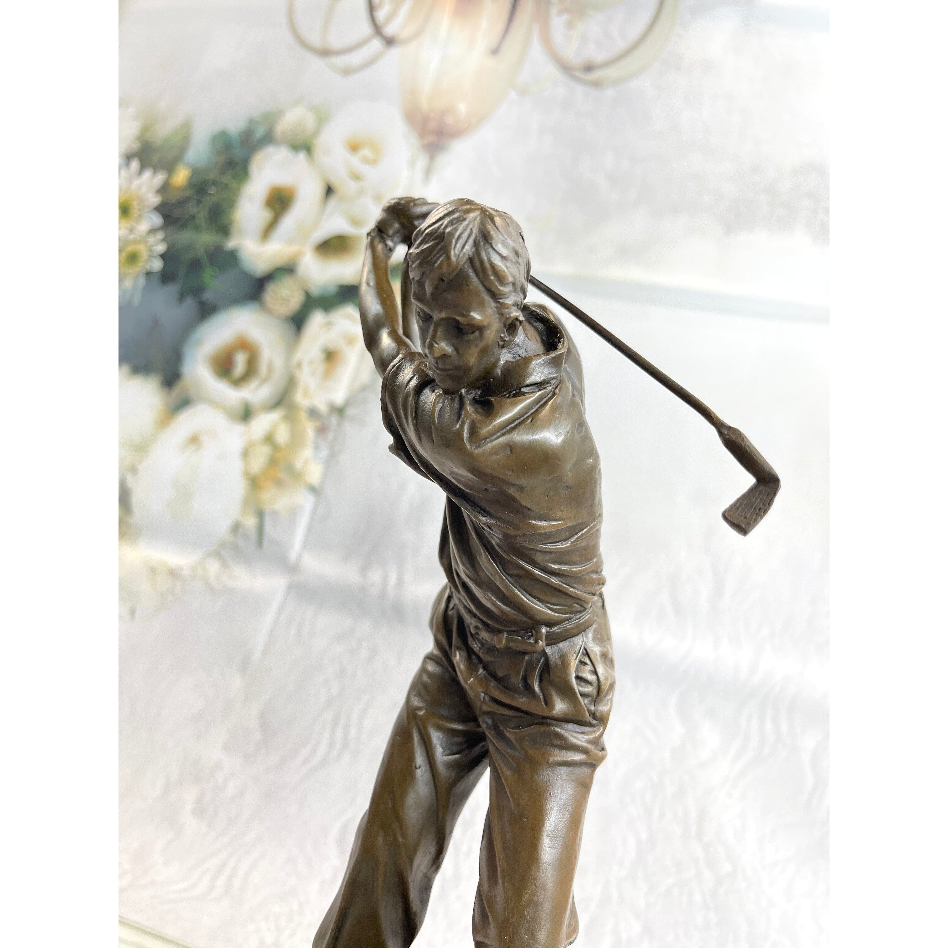 Signed Milo Abstract Tall Golfer Trophy House Decor Golf Golfing Statue Figure