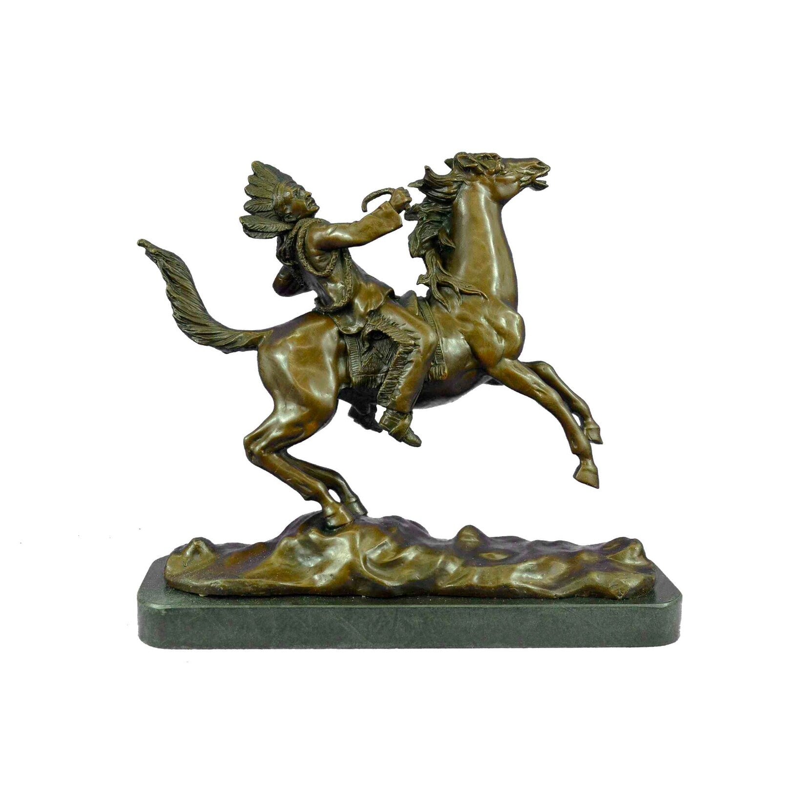 Mounted Indian Chief Bronze Sculpture By Karl Kauba Hot Cast Figurine Figure Art