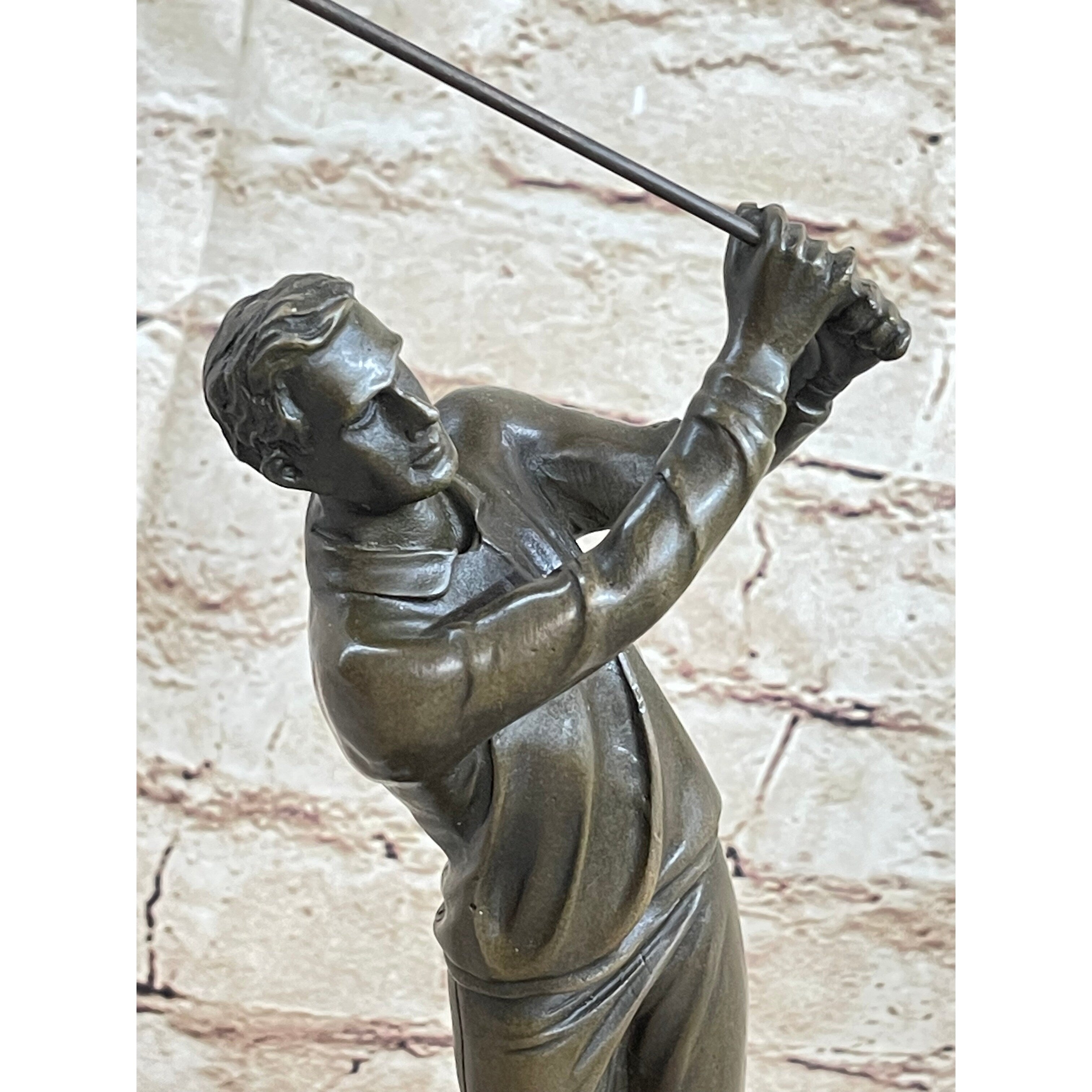 Golfer W. Club Swing Bronze Sculpture Statue By Milo Signed Original Figurine Nr