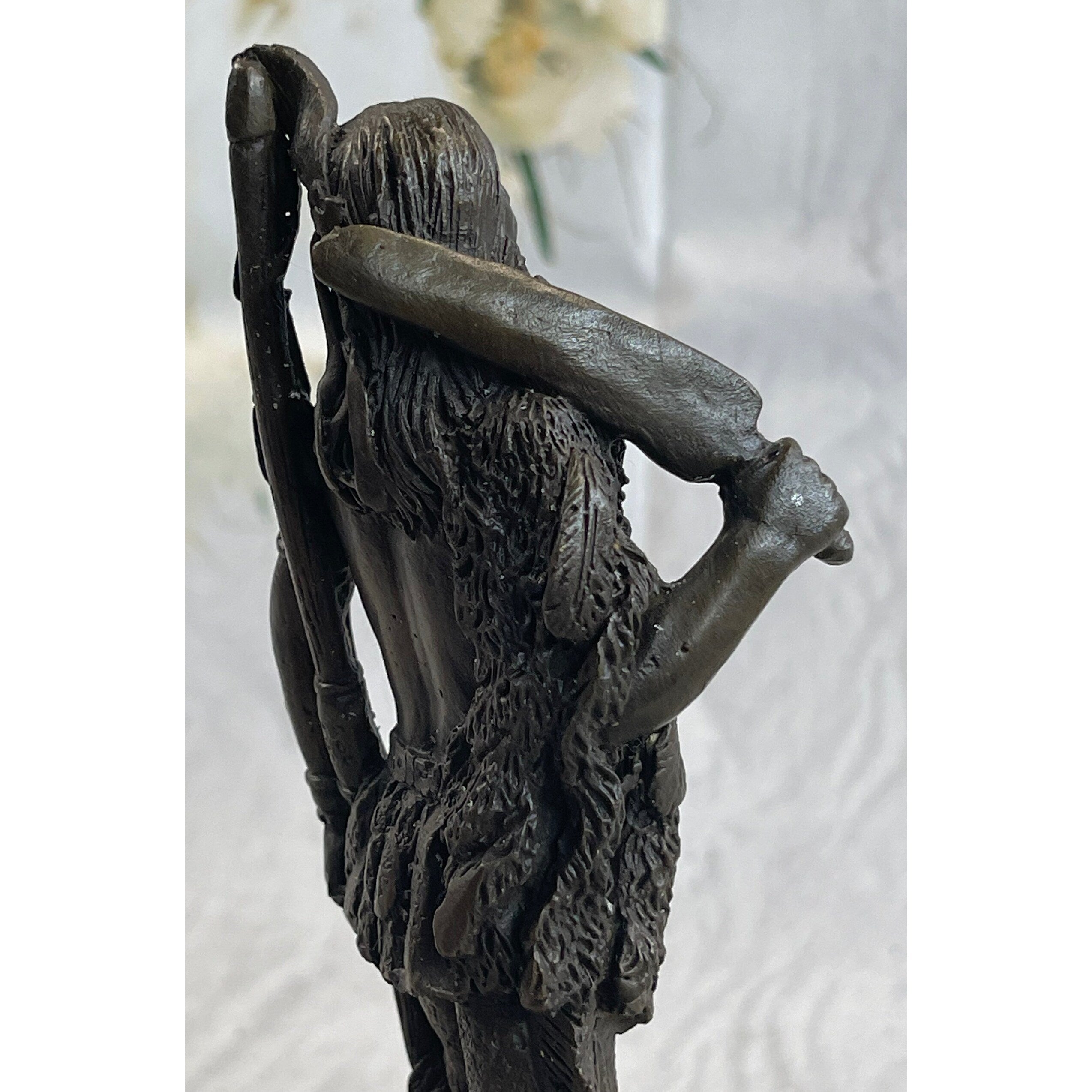 Signed American Warrior By Coypel Bronze Bookend Statue Sculpture Art Decor Gift