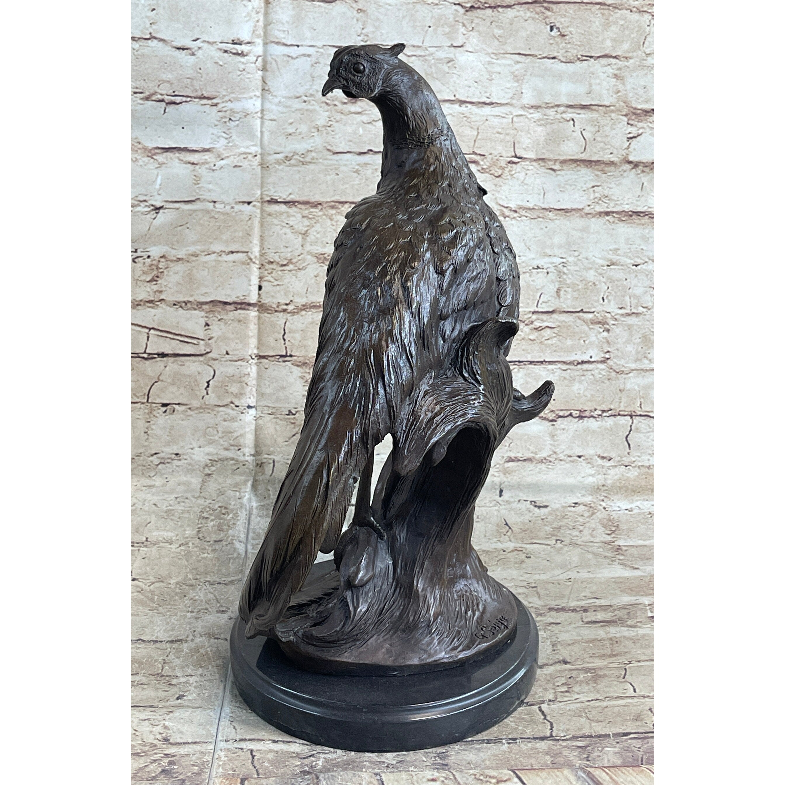 Detailed Pheasant Dove Bronze Figure Statue G. Seiya Sculpture Art Deco Figure