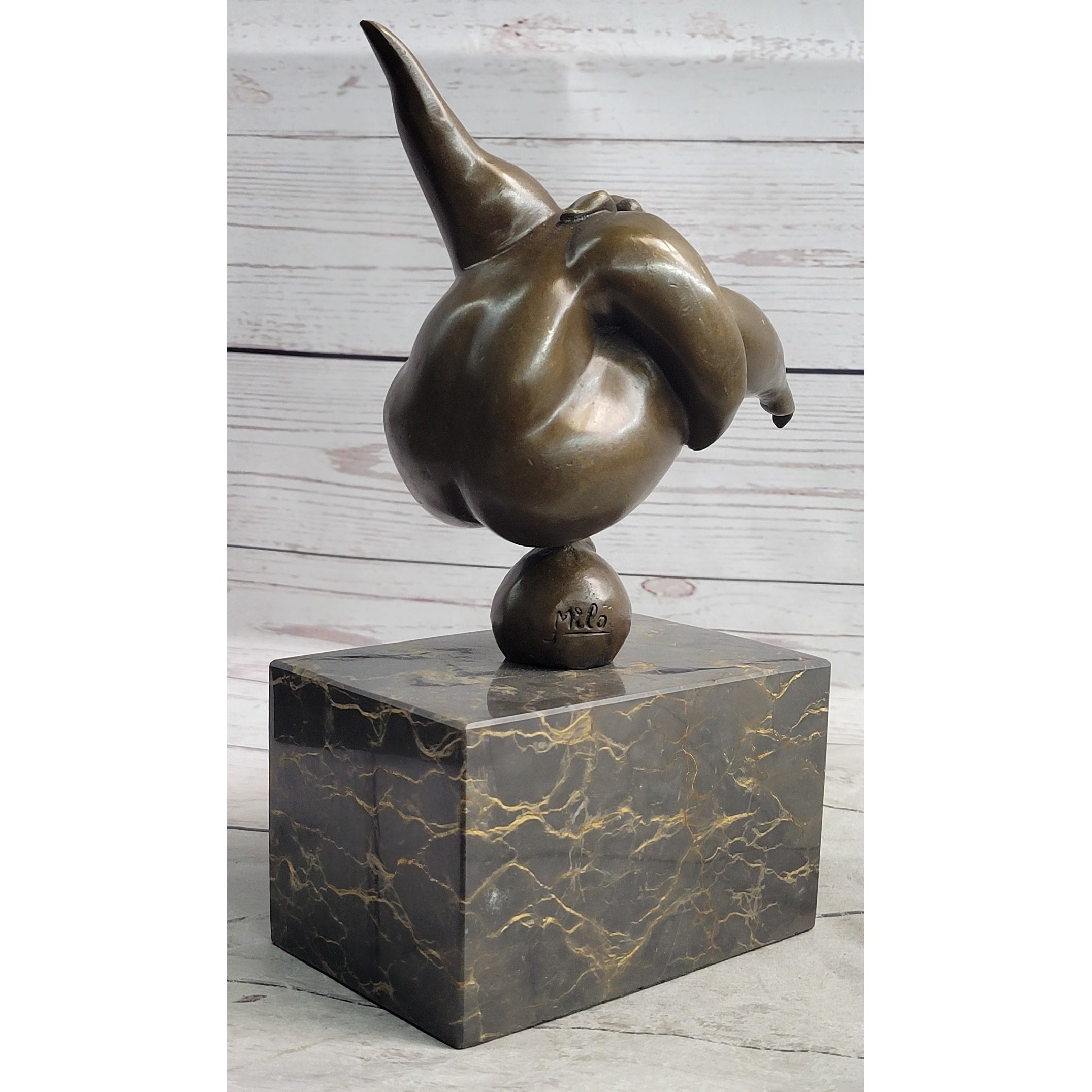 Abstract Curvy Bbw Woman Balancing On Ball Bronze Statue Sculpture Figure 11 Inches X 7 Inches