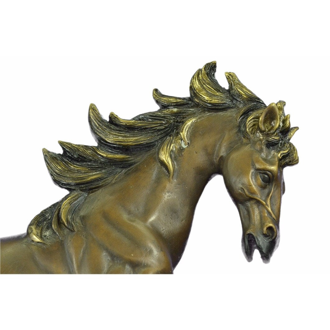 Original Gorgeous Real Bronze Horse Stallion Sculpture Statue Numbered Figurine