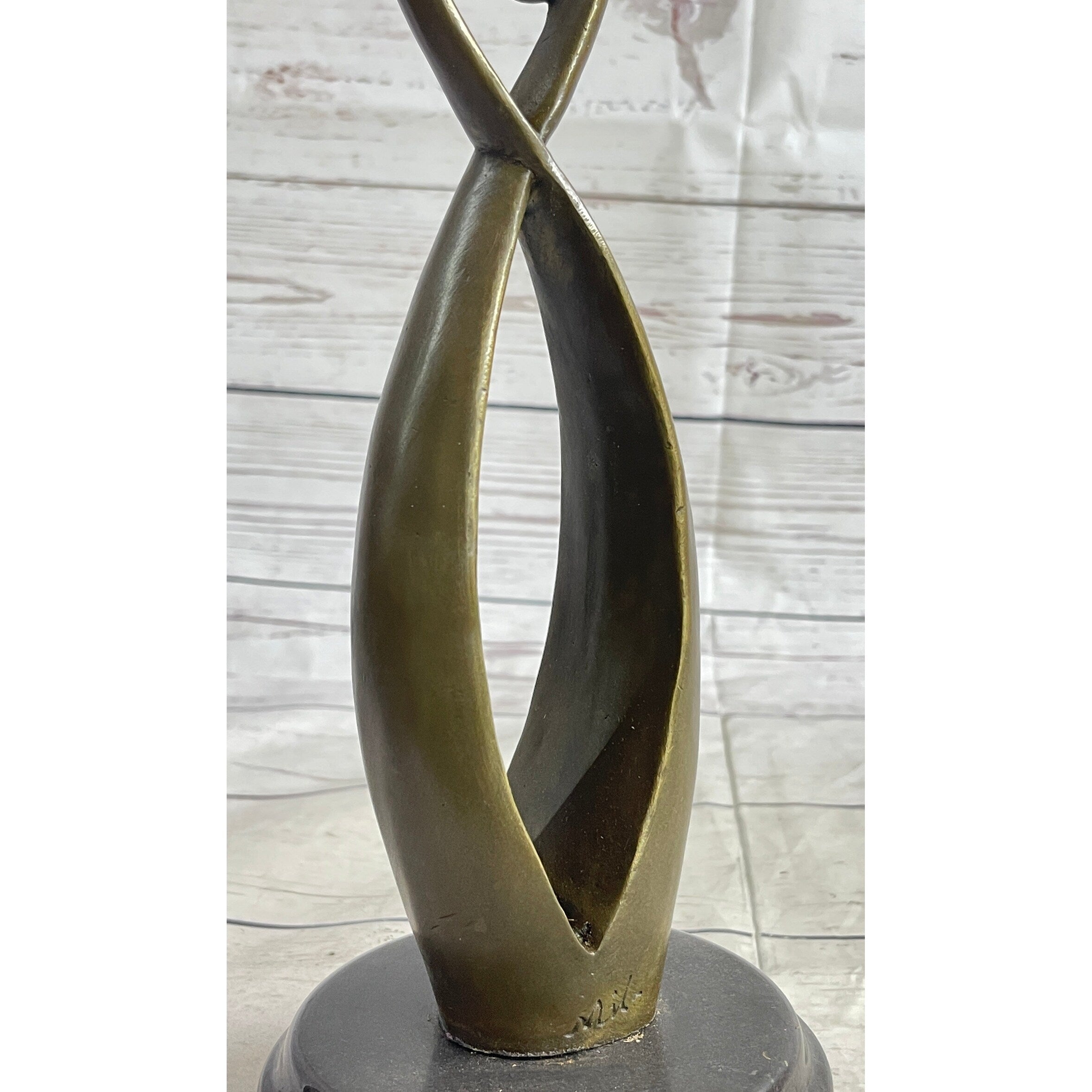 Signed Original Modern Art Creation Of Two Being Bronze Sculpture Abstract Decor