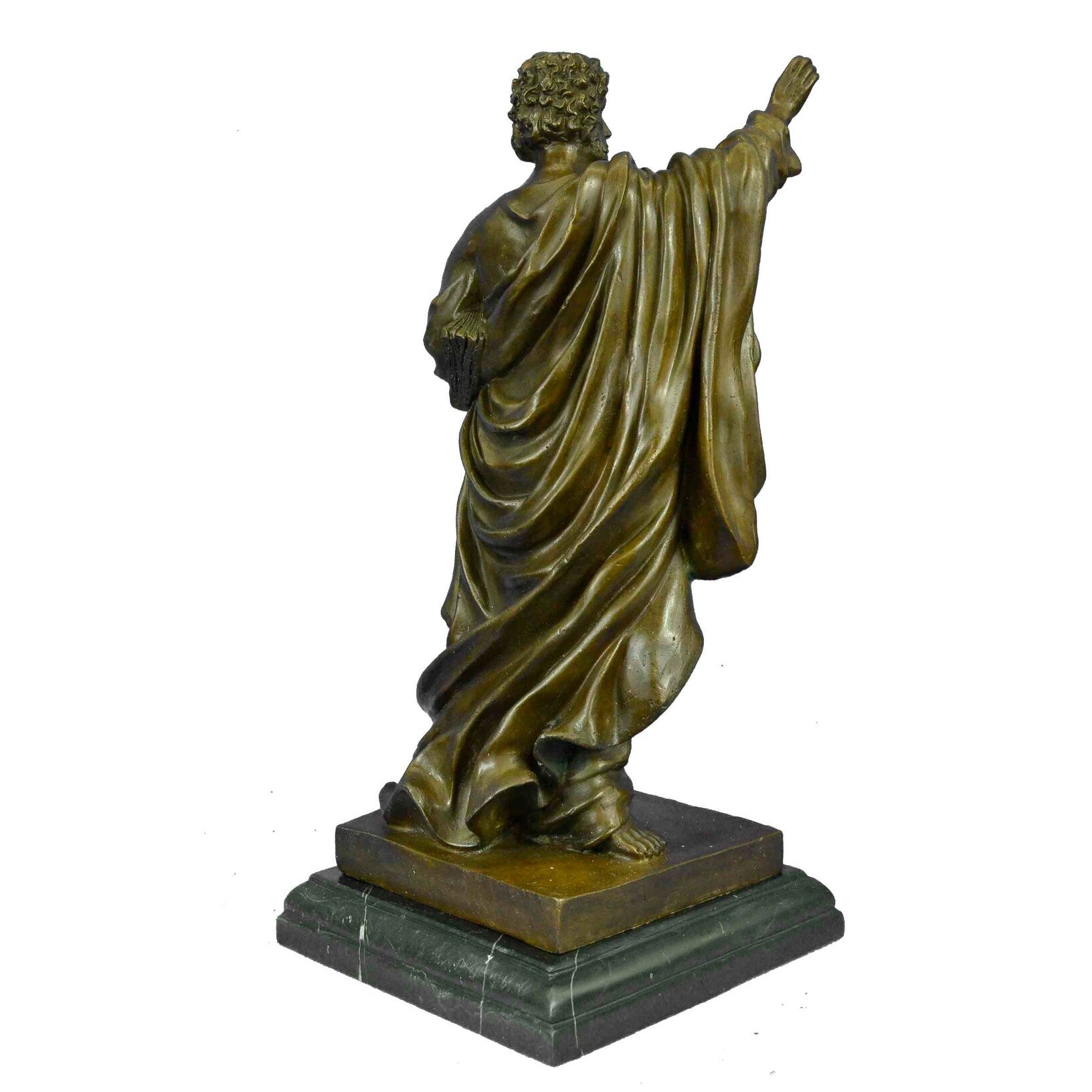 Signed Moreau Saint Religon Church St. Peter Bronze Sculpture Marble Base Figure