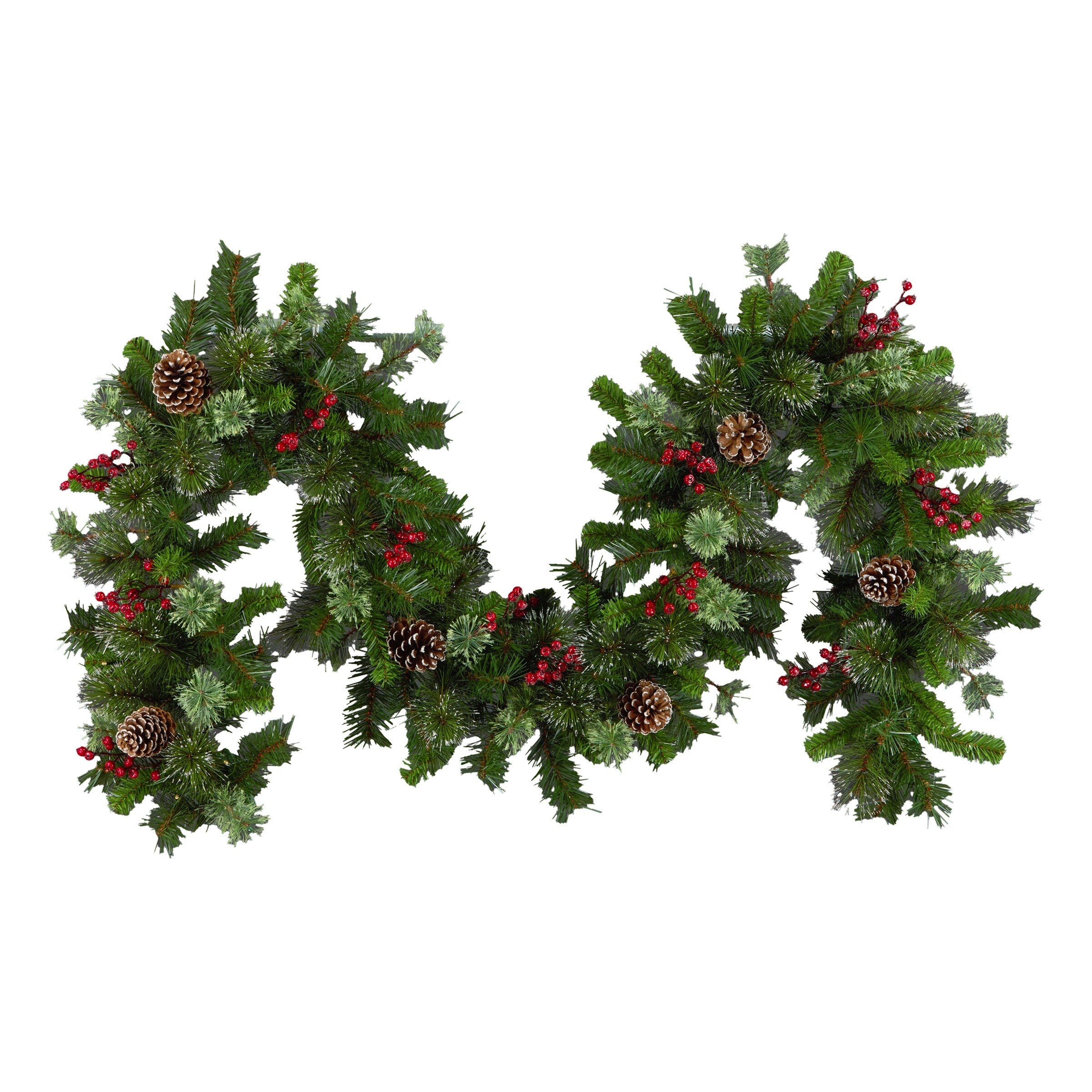 National Tree Company 9 ft. Pre-lit Iced Berry Pine Artificial Christmas Garland with Iced Berries and Glittered Pine Cones