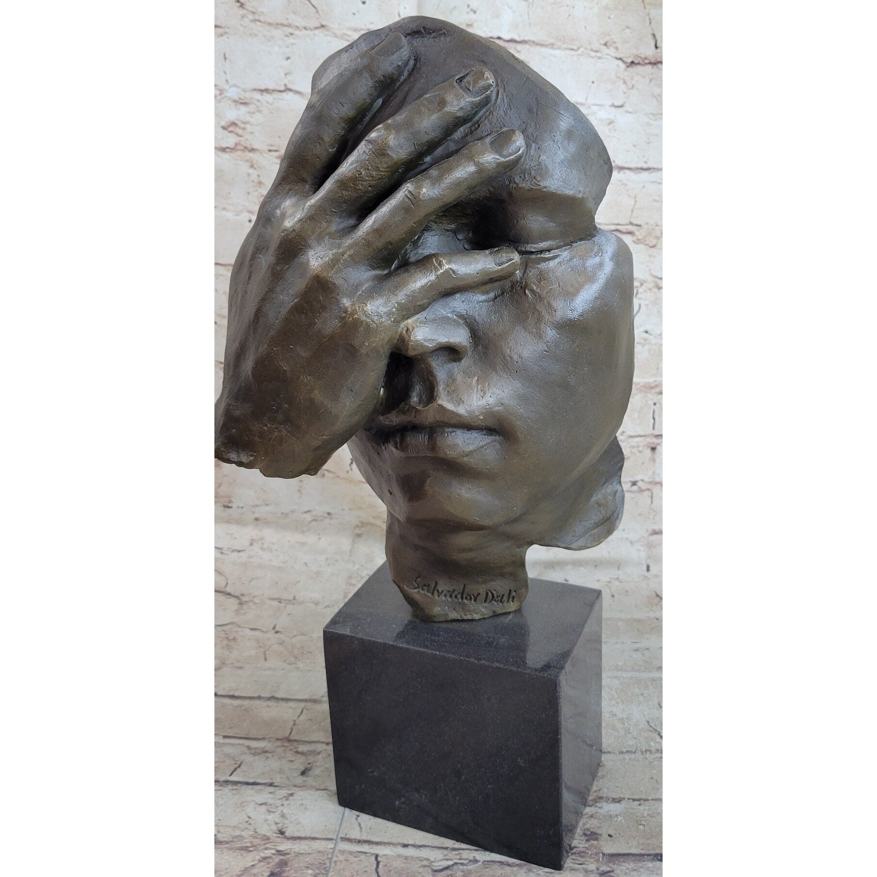 Shame On Me Surreal Face Hand Salvador Dali Bronze Statue Sculpture Modern Art 17 Inches X 9 Inches