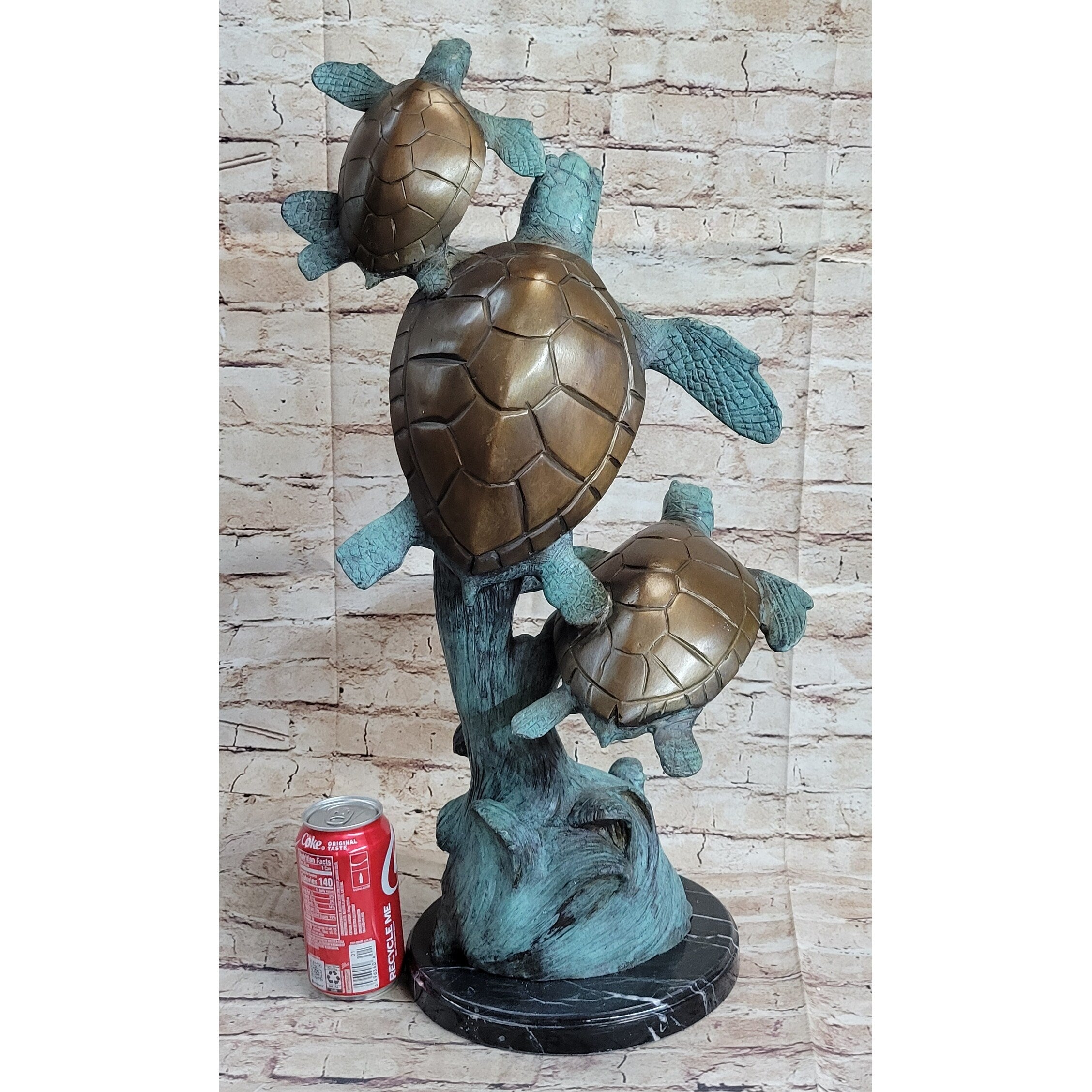 Sea Turtles Bronze Statue Sculpture Marine Wildlife Ocean Sea Decor Original Art