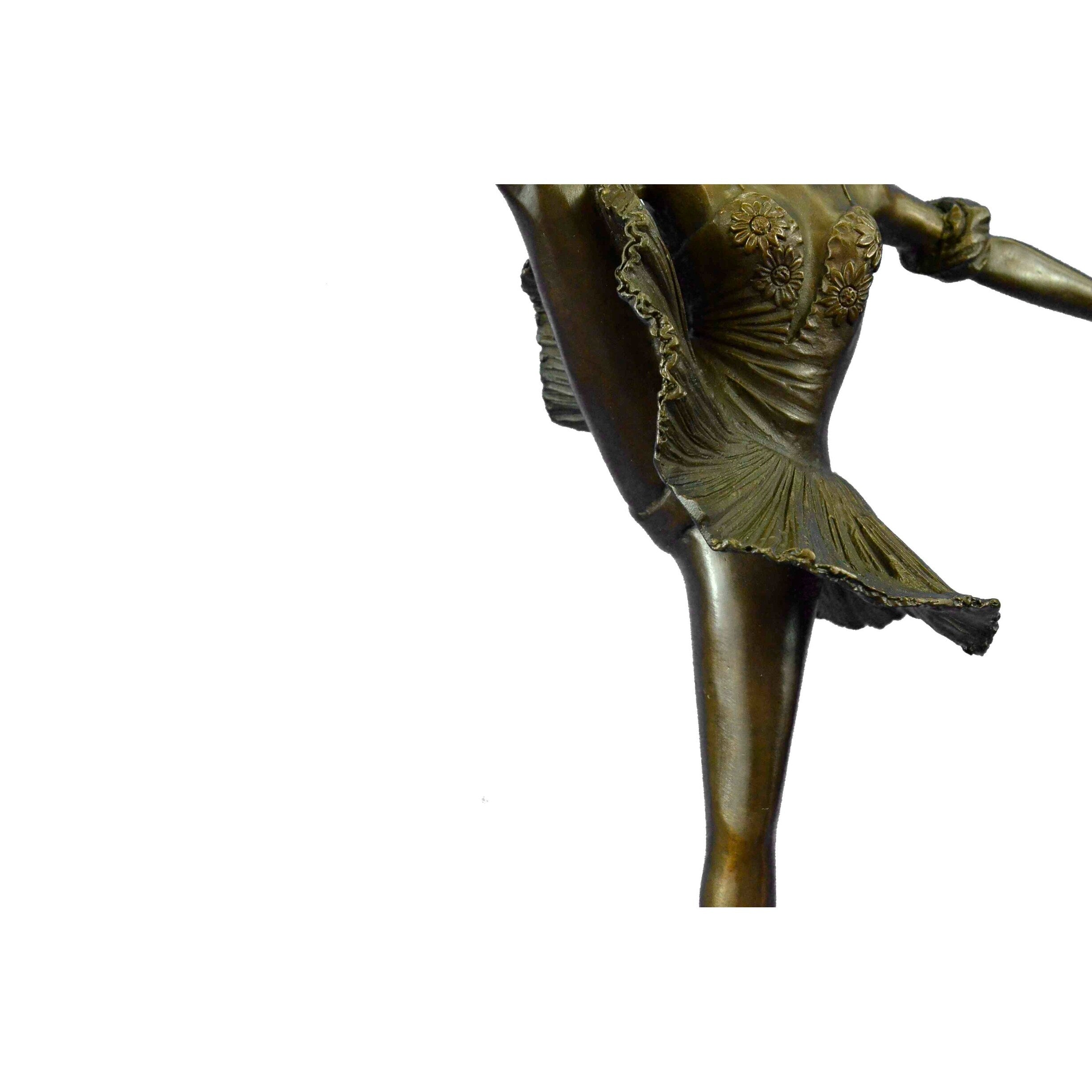 Art Nouveau Brown Patina Gory Little Ballerina Bronze Sculpture Dance Trophy Sta