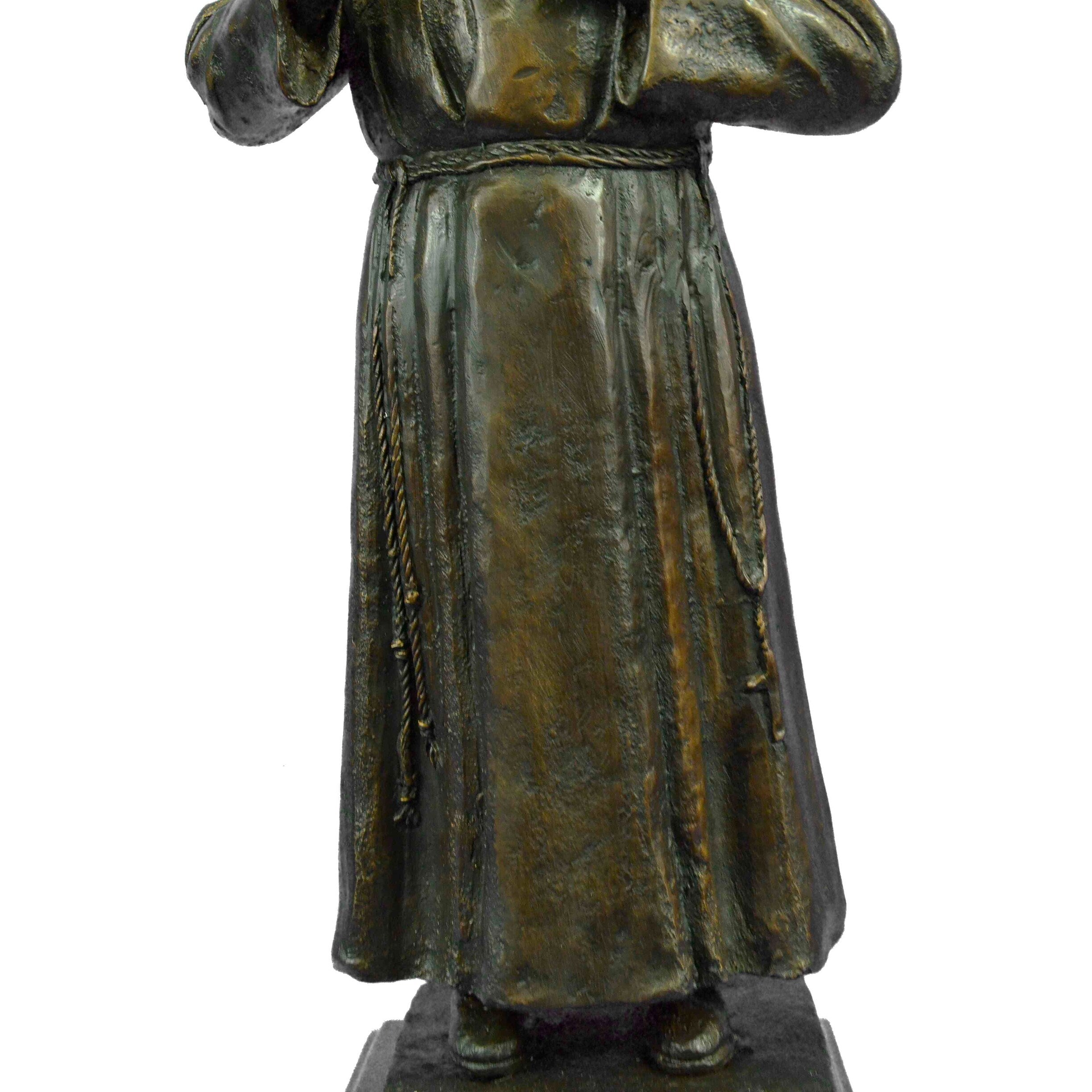 Signed And Numbered Limited Edition Saint Pio Italian Bronze Marble Sculpture