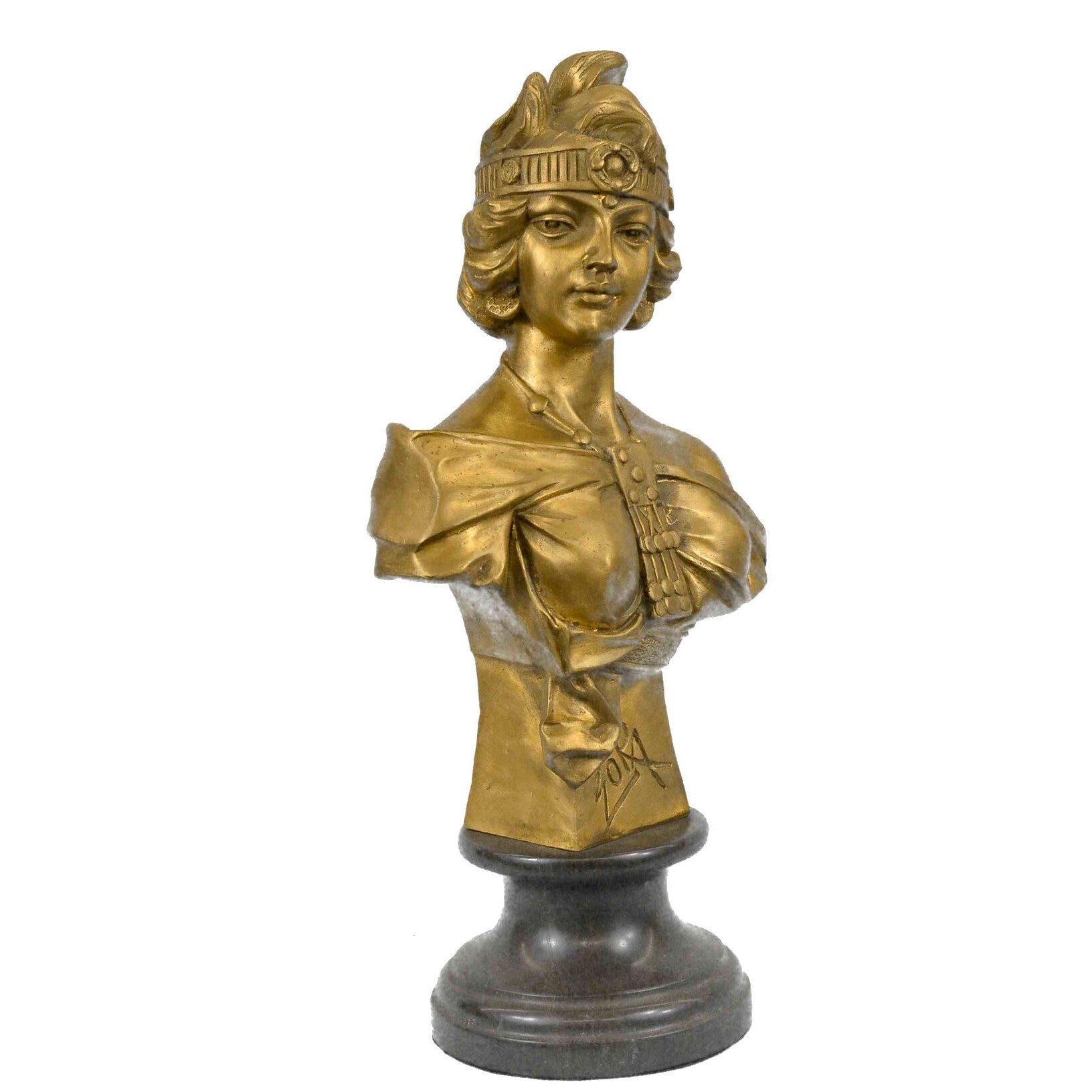 Bronze Lady Bust Patina Art Nouveau Victorian On Marble Base Hotcast Figure Sale